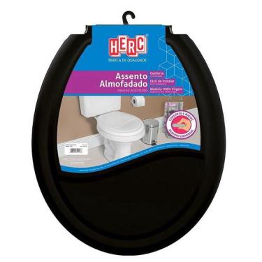 Imagem de Tampa De Vaso Sanitário Universal Oval Preto Almofadado
