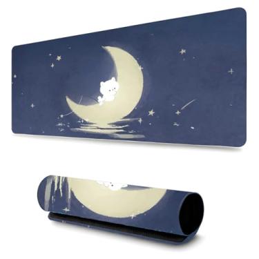 Imagem de Mouse Pad Gamer Profissional Confortavél Anti Derrapante (65x32cm) - Cat Moon