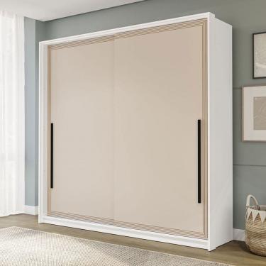 Imagem de Guarda-Roupa Casal Valência 2 Portas 2 Gavetas Branco/Creme - Politorno