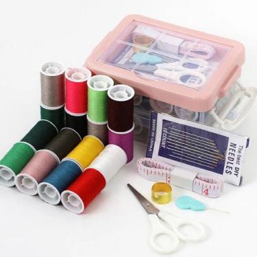 Imagem de Maleta De Costura Kit Com 43 peças Agulha Linhas Tesoura e + - Y888