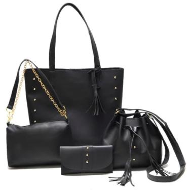 Imagem de KIT 4 Bolsa Feminina Transversal Tiracolo (PRETA)