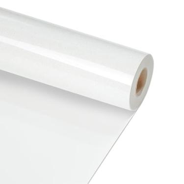 Imagem de RENLITONG Rolos de vinil de transferência de calor HTV com glitter branco - 30,5 cm x 6 m com glitter em vinil para camiseta e silhueta, fácil de cortar e remover ervas daninhas para design de