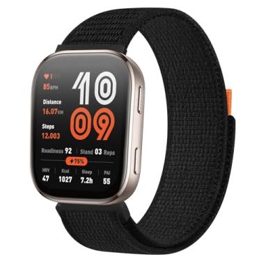 Imagem de AK Pulseira de nylon compatível com Amazfit Bip 6/Bip 5, pulseira Amazfit GTR 4, pulseira esportiva macia de 22 mm para Amazfit Bip 6/Bip 5/GTR 4 feminino e masculino (preto)