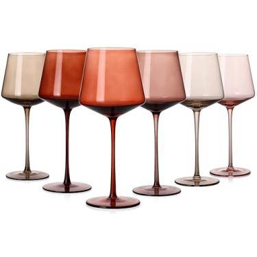 Imagem de Conjunto de taças de vinho coloridas de 15 a 45 ml 【sopradas à mão】 taças de vinho coloridas com haste