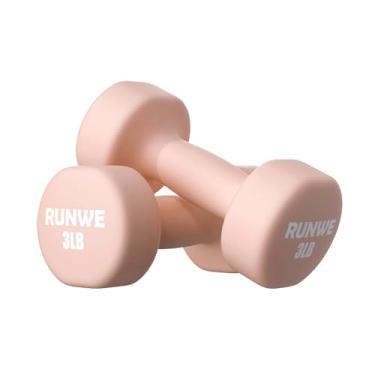 Imagem de Conjunto de 2 halteres rosa de 1,3 kg para mulheres, conjunto de pesos de mão, halteres para exercícios e fitness