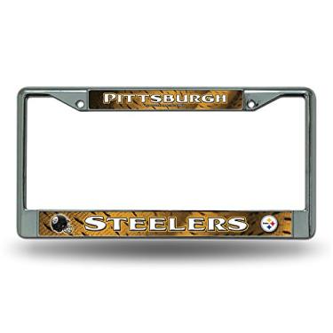 Imagem de Moldura de placa de licença padrão cromada NFL Rico Industries, Pittsburgh Steelers