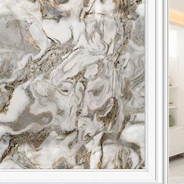 Imagem de Película de janela de privacidade de mármore, textura de estilo mármore, filme de vidro para sala de estar e escritório em casa, L90 x C 190 cm