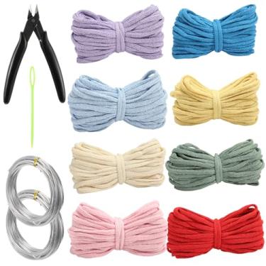 Imagem de Gemscream Kit de arte de arame tricotado com 12 peças, inclui 8 rolos de fio de crochê de malha vazada, 2 rolos de fio de alumínio para artesanato com agulha e agulha de costura para iniciantes