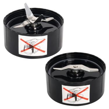 Imagem de Lâminas de liquidificador de substituição compatíveis com Magic Bullet MB1001, cruz dupla + conjunto de lâminas de corte planas, aço inoxidável resistente, compatível com copos de liquidificador Magic