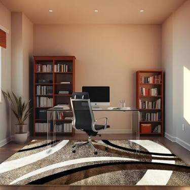 Imagem de 1 Tapete Escritório Grande Belga Luxo Es Mo 140 x 200 Vr (D4Mod Bege Preto Branco Marrom - Moderno Manchado Abstrato)