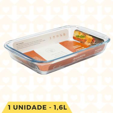 Imagem de Kit 1UN Travessa Vidro Retangular 1,6L Assados Bolos Lasanha