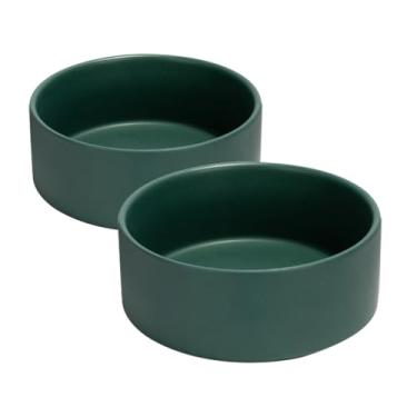 Imagem de SPUNKYJUNKY Tigela de cerâmica para cães e gatos de 1,190 g, tigela de água moderna e pesada para comida verde (embalagem com 2)