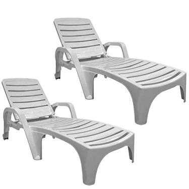 Imagem de GardenLife | Copacabana Espreguiçadeiras Cadeira Área Externa | Kit de 2 | Branco