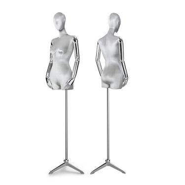 Imagem de Mannequin Manequins de varejo com bases triangulares, altura ajustável de 60,62 a 78,74 pol., braço e dedos galvanizados removíveis(Gray)