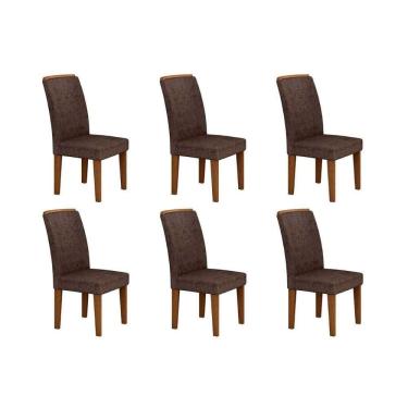 Imagem de Kit 6 Cadeiras Sala Jantar Lunara 6 Un Imbuia Capuccino Suede Capuccino Rufato