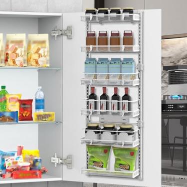 Imagem de Organizador de despensa sobre a porta, organizador de porta de despensa de 6 níveis de aço carbono 50 kg, H50.19W 17.12D5.51 organizador de suporte de especiarias de uso duplo para pendurar ou parede