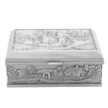 Imagem de Caixa de joias vintage Caixa de jóias Antigo Caso de bugiganga Caso de zinco Organizador de baú de peças para brincar material de colar de anel premium design requintado de veludo (6105p)