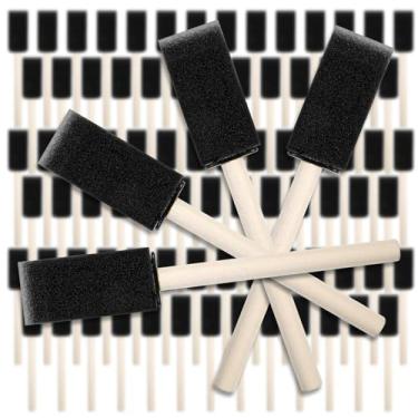 Imagem de Pacote com 200 pincéis de espuma de 2,5 cm, pincel de esponja a granel, cabos de madeira pincéis de tinta de espuma para pintura, acrílico, manchas, vernizes e projetos de artesanato DIY