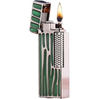 Imagem de Isqueiro De Querosene De Metal Antiquado, Ignição De Rebolo Deslizante Lateral, Querosene Recarregável, Chama Aberta E Chama Suave, Adequado Para Uso Interno E Externo, Green