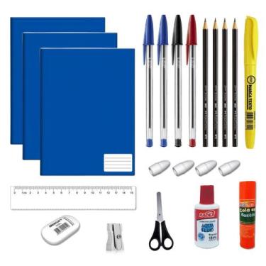 Imagem de Material escolar kit com 22 peças, escolha a cor do caderno Grande - F