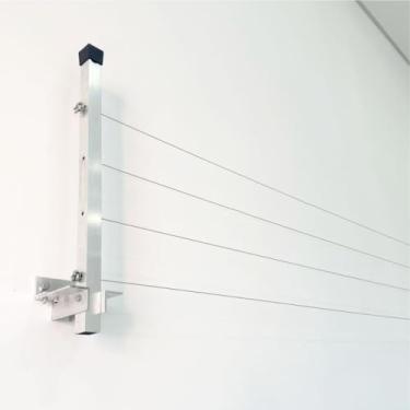 Imagem de Varal Alumínio Reforçado Retrátil De Parede Para Roupas Suporta Até 80kg Varal de Parede Muro Dobrável retrátil 100% Alumínio Suporte Resistente