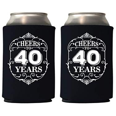 Imagem de Veracco Felicidades Aos 40 Anos, 40º Presente de Aniversário, Quarenta e Fabulosas Lembrancinhas, Decorações, Suporte para Coolie (12) Grande Preto
