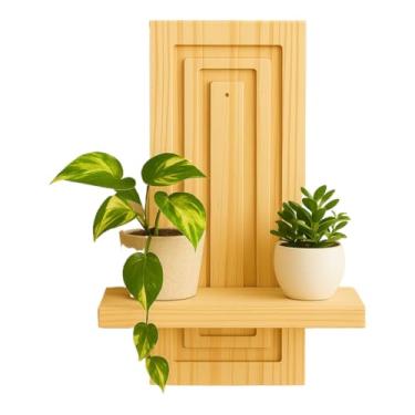 Imagem de Prateleira Decorativa Suspensa de Parede em Madeira Pinus Design Minimalista para Plantas e Objetos(1 UNIDADE)