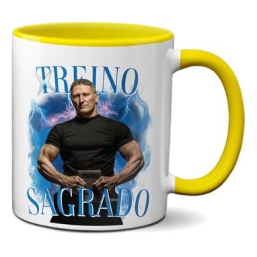 Imagem de Caneca Engraçada Academia Treino Sagrado Monstro Musculação (Amarela)
