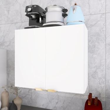 Imagem de Armário de Parede para Cozinha, Branco, 2 Portas, com Prateleira para Eletrodomésticos e Organizador de Temperos