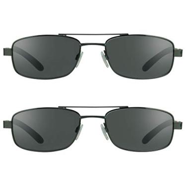 Imagem de proSPORT Combo óculos de sol + lente fumê 2.00 armação de metal metálico piloto quadrado aviador leitor de lente completa não bifocal