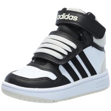 Imagem de Adidas Argolas de cano médio para bebês meninas, Branco/preto/cinza órbita, 18
