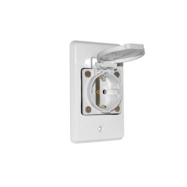 Imagem de Tomada com espelho modelo alemão schuko 16a 250v strahl 160/n-cz