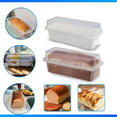 Imagem de Kit 2 Porta Pão de Forma Retangular - TRANSPARENTE - USUAL UTILIDADES