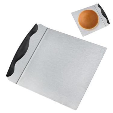 Imagem de LLMSIX Bandeja de transferência de pizza, levantador de bolo, pá de transferência de pizza de aço inoxidável, placa móvel, espátula, bolos, ferramenta de transferência para cozinha, pão, pastelaria