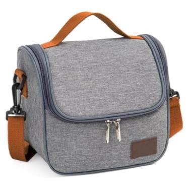 Imagem de Bolsa Térmica Lancheira com Alça de Ombro para Marmita - Trabalho Academia Escola e Passeios Super Premium (Cinza)