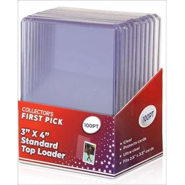 Imagem de Pacote de carregamento superior de 100 pontos - 10 peças por pacote - Proteção de armazenamento de cartões colecionáveis - para cartas grossas de beisebol, futebol, basquete, hóquei e memorbilia