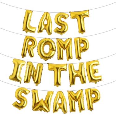 Imagem de Balões de letras - Last ROMP IN THE SWAMP 40,6 cm Letras do alfabeto Foil Mylar balão faixa de despedida de solteira (ÚLTIMA ROMP NO PANATO Dourado)