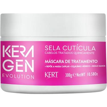 Imagem de Máscara de tratamento para cabelos, Tratados quimicamente, Nutri Color, Sela Cutícula, Evolution, Keragen, 300g, Rosa
