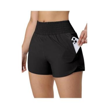 Imagem de Shorts Esportivos De Cintura Alta Para Mulheres 2024 XS-XXL Com Bolsos