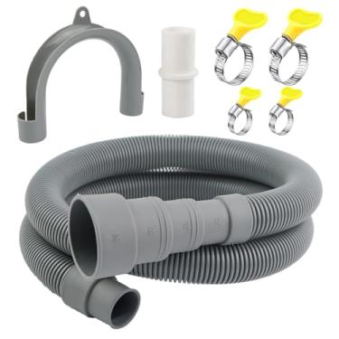 Imagem de Mangueira de drenagem universal para máquina de lavar de 9 m, kit de extensão de mangueira de drenagem para lavadora, máquina de lavar louça, secadora, desumidificador com 4 braçadeiras de mangueira