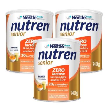 Imagem de Kit 3 Nutren Senior Complemento Alimentar Sem Sabor Zero Lactose 740g