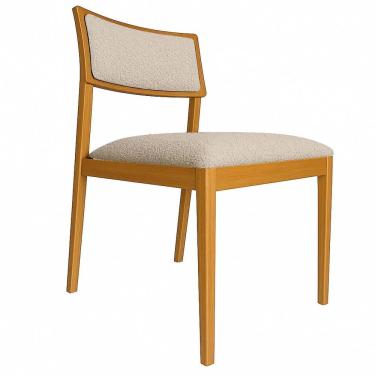 Imagem de Cadeira Siena Madeira Maciça Com Estofado Em Tecido 2 Peças - Élpis Móveis Boucle Bege Nogueira