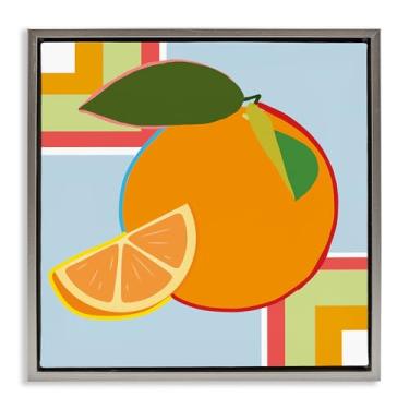 Imagem de Stupell Industries Arte de parede geométrica laranja fruta cinza emoldurada tela flutuante, design por Daniela Santiago, 25 x 25