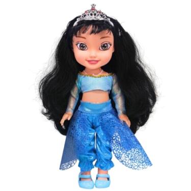 Imagem de Boneca Princesa Que Fala Vestido Azul Com Acessórios Articulada - Castela