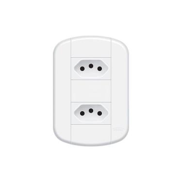 Imagem de Tomada Dupla Fame Blanc+ 2p+t 20a Com Placa 4x2 Branca