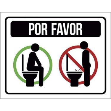 Imagem de Kit 5 Placas Sinalização - Por Favor Regras Banheiro