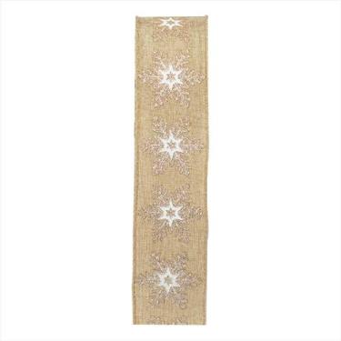 Imagem de Fita Floco De Neve Natalina Bege Off White 9.14M X 6,3CM - Casa Natale