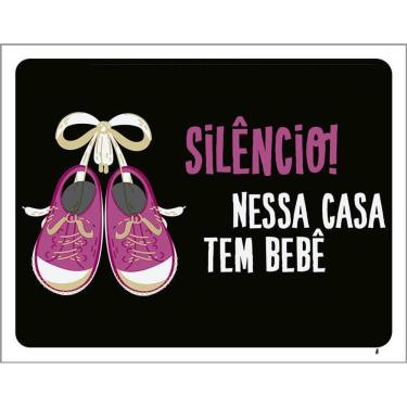 Imagem de Kit 3 Placas Silêncio Nessa Casa Tem Um Bebê Rosa