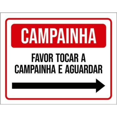 Imagem de Kit 3 Placas Campainha Favor Tocar Aguardar Seta Direita