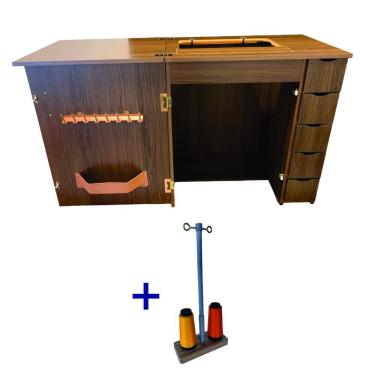 Imagem de Gabinete Luxo Com 5 Gavetas Para Máquina De Costura Antiga